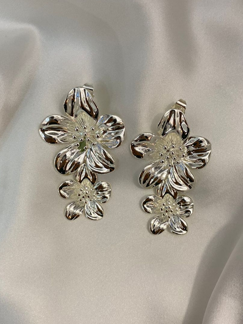 Maxi Aretes Flores Silver