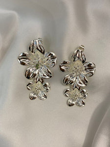 Maxi Aretes Flores Silver