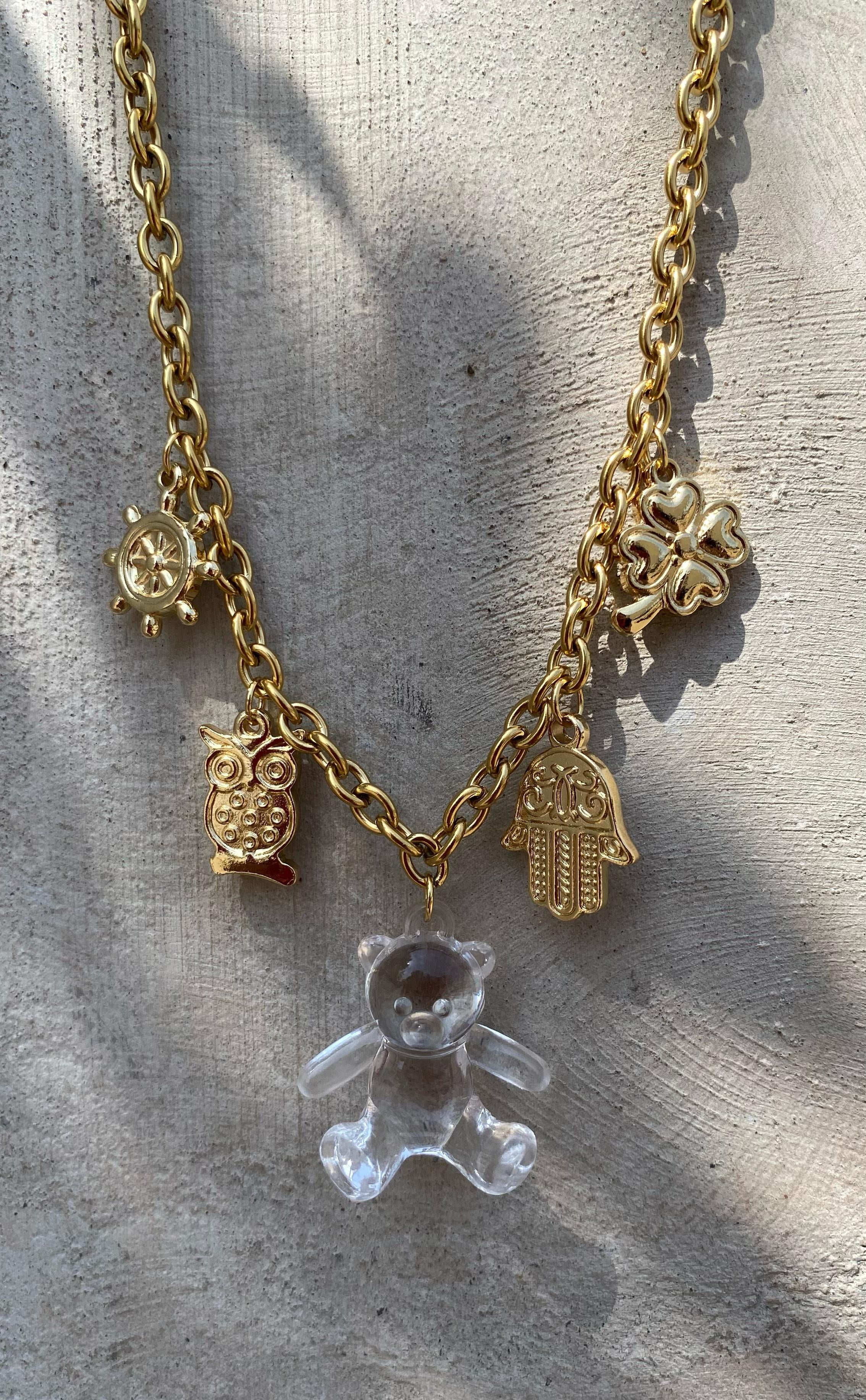 Collar multicharm teddy bear