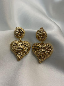 Aretes corazon doble caida